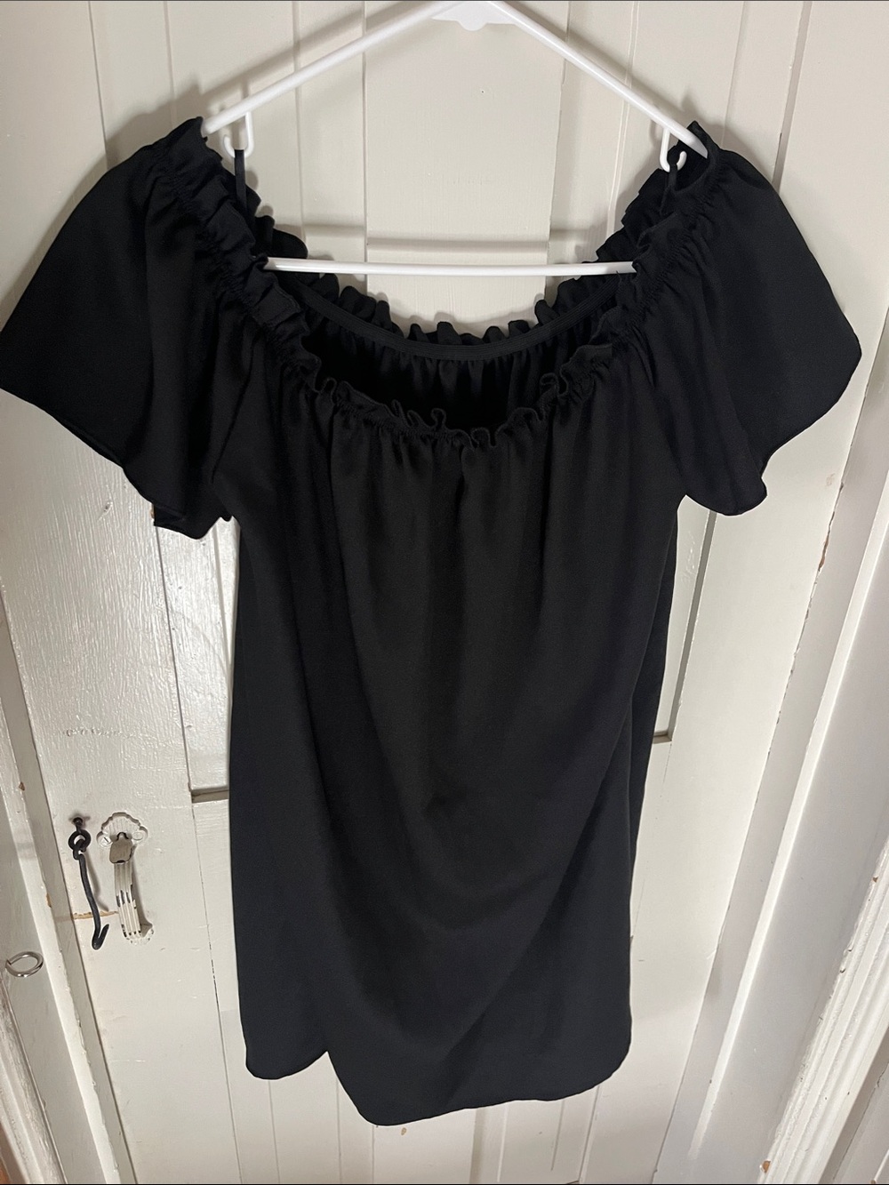 Black Off-Shoulder Ruffle Neck Women’s Dress